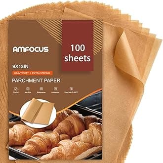 Parchment Paper Sheets, 9x13 In Non-Stick Precut Baking Parchment for Baking, Grilling, Air Fryer, Steaming, and More (Unbleached) - Quarter Sheet Size, Perfect for Bread, Cakes, Cookies, 100PCS