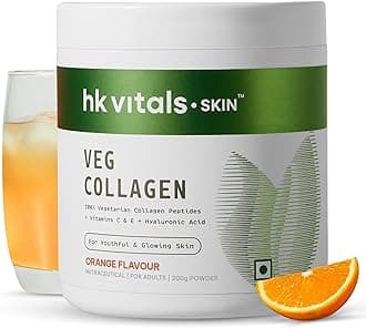 hk vitals Veg Collagen Supplement Powder (Orange, 200g) | Collagen Peptides with Vitamin C, E | For Healthy Skin, Hair & Nails