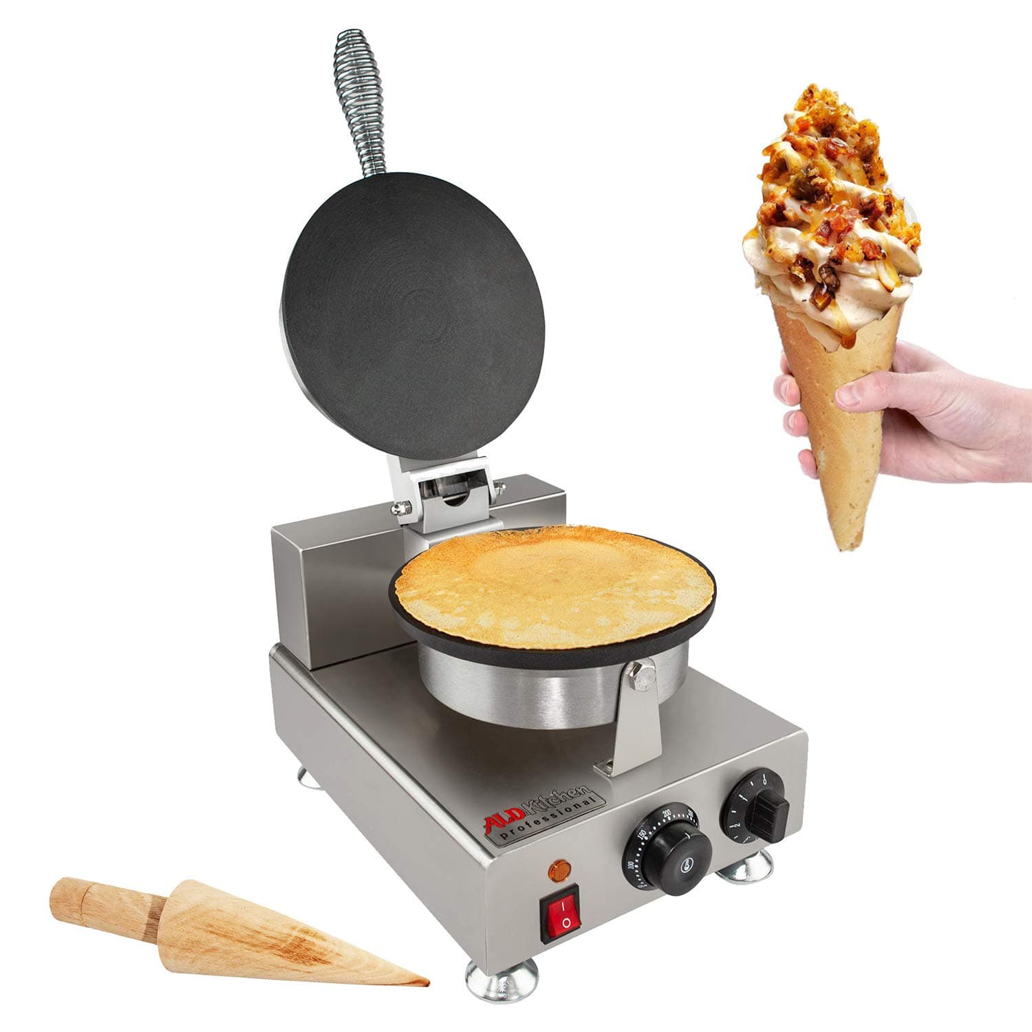 ALDKitchen Cone Waffle Maker | Nonstick Cone Iron (1-Head)
