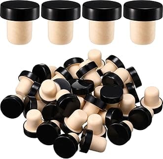 Yookeer T-shaped Stopper Cork Wine Bottle Stoppers Reusable Wine Sealing Plug for Beer Bottles DIY Craft(Black,36 Pieces)