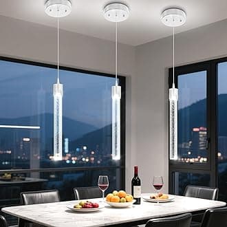 Mini 1 Light Chrome Crystal Pendant Lights,Modern Led Kitchen Island Hanging Light Fixture,Adjustable Pendant Lighting for Kitchen Island,Dimmable 2700k-6000k