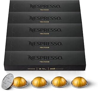 Nespresso Vertuo Bundle of 50 Voltesso Medium Roast Coffee Capsules – Intensity 4 – for Espresso 40 ml – 5 Packs of 10 - Compatible with Nespresso Vertuo Machines