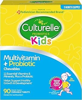 Kids Complete Chewable Multivitamin + Probiotic For Kids, Ages 3+, 90 Count, Digestive Health, Oral Health & Immune Support - With 11 Vitamins & Minerals, including Vitamin C, D3 & Zinc