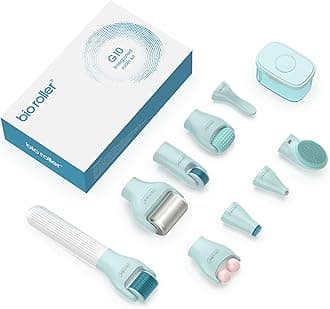 10 in 1 Derma Roller Kit, 0.25mm Microneedling Roller Microneedle Derma Roller with, Facial Beauty Roller Skin Care Tools, 10 Replaceable Heads and Storage Case