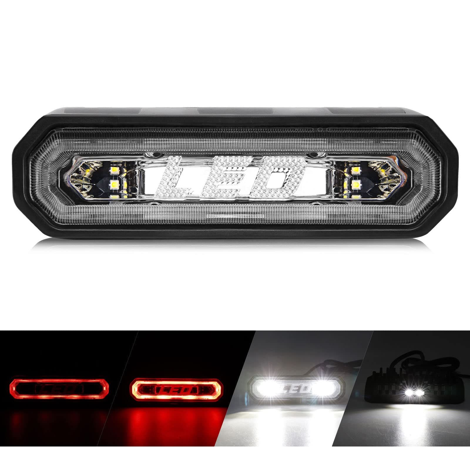 UTV LED Chase Brake Tail Lights,5 Modes Chasing Brake Light Bar,Strobe/Courtesy/Reverse/Running/Brake Light Compatible with 1.75''-2'' Roll Bar UTV ATV-1 Year Warranty