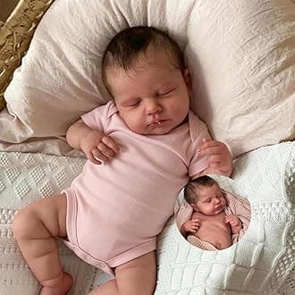 Anano Realistic Reborn Baby Doll Full Body Silicone Waterproof 20 Inch Real Looking Lifelike Sleeping Newborn Baby Girl Dolls Loulou Life Like Toddler Washable Baby Doll, White