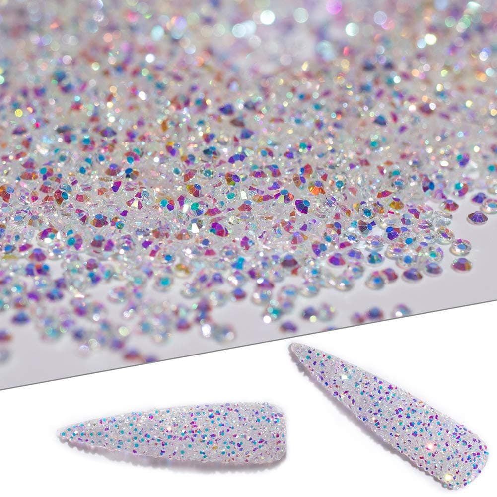 GA&EN 5000Pcs 1.2mm Iridescent AB Glass Pixie Crystals, Nail Gems for Nail Design DIY Crafts Accessories