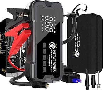 Instant Power Jump Starters - Jump Starter Power Pack and Air Compressor 4000 Amp 12 Volt - Portable Jump Starter Power Pack, Car Battery Jump Start 12-Volt Power Bank, 150PSI for Cars Vans Motorbikes