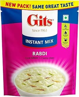 Gits Instant Rabdi Dessert Mix, Pure Veg, Flavors of Saffron and Cardamom, Indian Sweet and Dessert Ready Mix, 100g