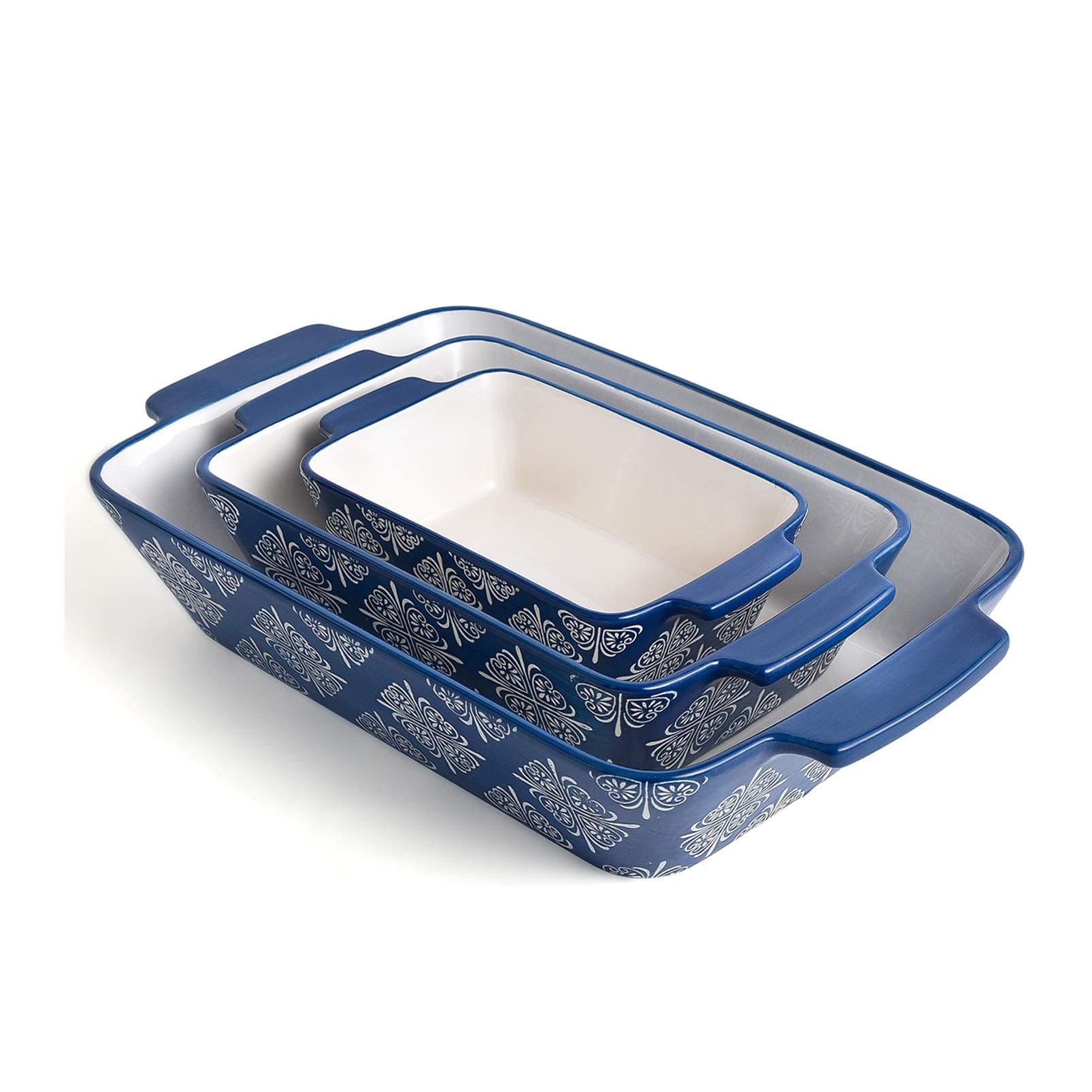 KINGSBULL HOME Baking Dish Ceramic Casserole Dish Baking Set 3-pcs Bakeware Sets Lasagna Pan Baking Dishes Baking Pan