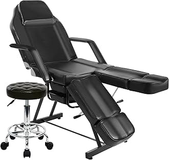 Tattoo Chair for Client, Facial Bed for Esthetician with Hydraulic Stool, Adjustable Massage Table with Split Legs Design, Professional Tilting Beauty Lash Spa Artist Salon Waxing Barber Equipment