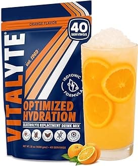 Vitalyte Electrolyte Powder Drink Mix, Isotonic Electrolyte Hydration Mix, Gluten Free Post Workout Powder Mix, Pack of 1, 35 oz., Orange Flavor