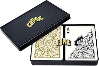 1546 Design 100% Plastic Playing Cards, Poker Size (Standard) Black/Gold (Regular Index, 1 Set)
