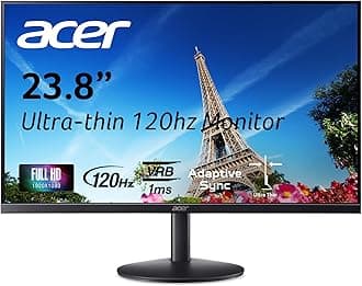 Acer SB243Y G0bi 23.8" IPS Full HD (1920 x 1080) Ultra-Thin Zero-Frame Gaming Office Monitor | Adaptive-Sync Support (FreeSync Compatible) | Up to 120Hz Refresh | 1ms (VRB) | Tilt | HDMI & VGA Ports