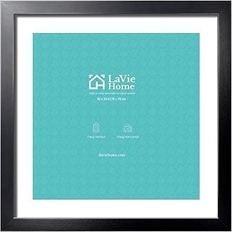 LaVie Home 30 x 30 Picture Frame Black Poster Frame, Display Pictures 24x24 with Mat or 30x30 Without Mat, Stable Frame and Polished Plexiglass, Horizontal and Vertical Format of The Walls