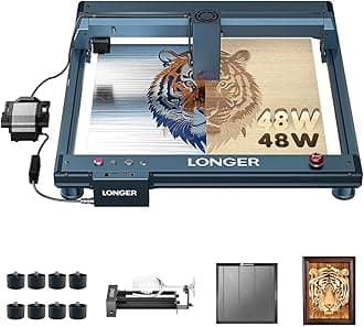 Longer B1 40W Laser Engraver, 48000mW Output Laser Cutter Machine with Auto Air Assist, 440mm*440mm Honeycomb, Y-axis Rotary Roller 360° Rotation with Bracket,8Pcs Laser Engraver Raiser