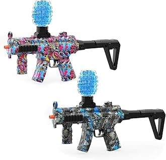2 Packs Gel Ball Blaster Automatic, Electric Outdoor Play Games for Adults, Outside Activities Toys for Garden& Lawn Backyard, Birthday Ideas for Ages 14+ Years Old