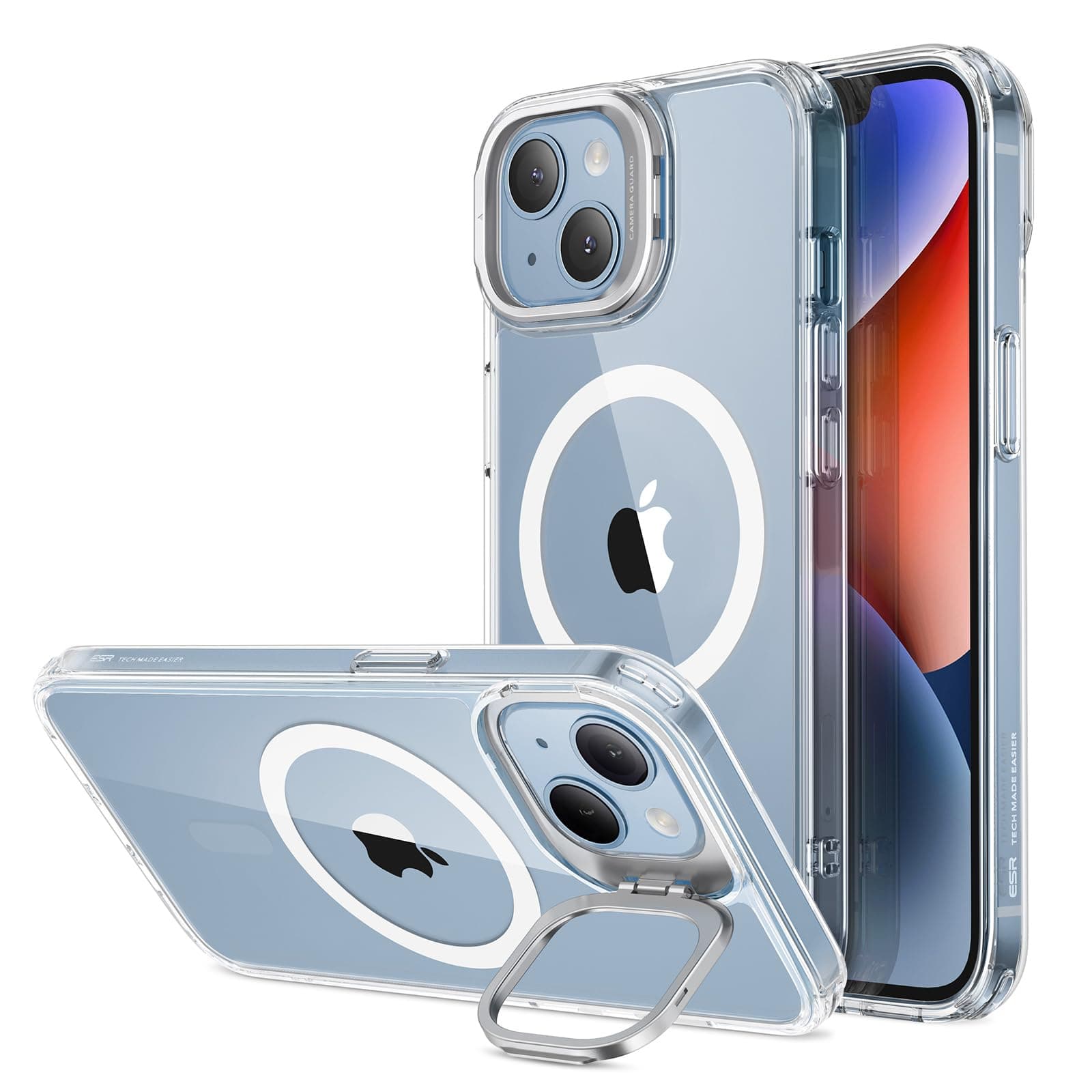 ESR for iPhone 13 Case/iPhone 14 Case, Compatible with MagSafe, Built-in Camera Ring Stand, Military-Grade Protection, Classic Series, Clear