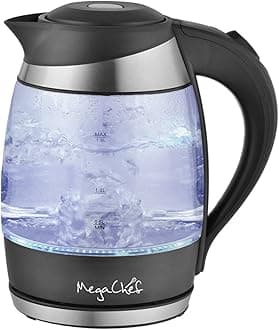 MegaChef 1.8Lt. Glass and Stainless Steel Electric Tea Kettle