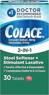 2-In-1 Stool Softener & Stimulant Laxative Tablets, Gentle Constipation Relief in 6-12 Hours, 30 Count