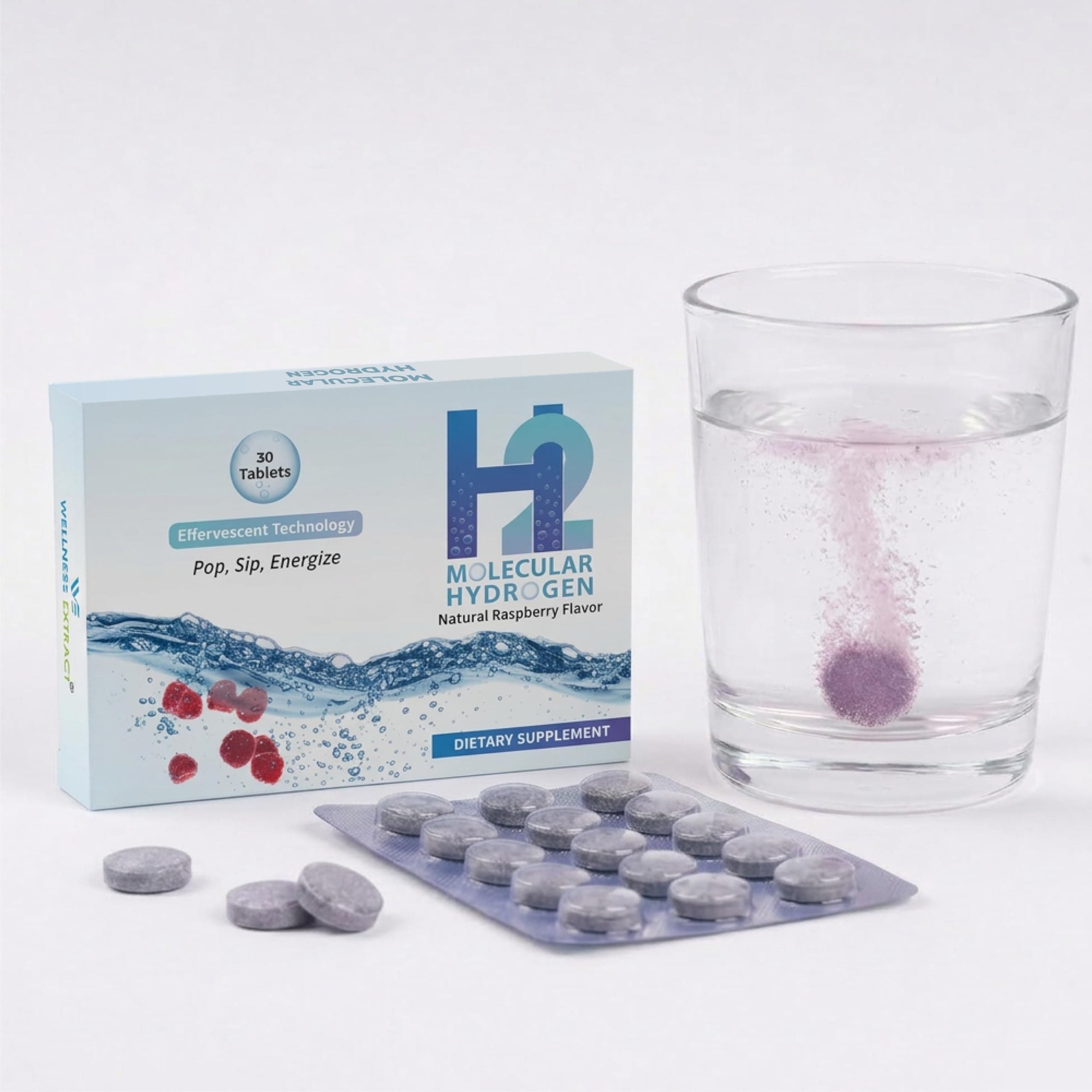 H2 Molecular Hydrogen Water Tablets 12 PPM – Effervescent Hydrogen Tablets for Drinking Water, Supports Healthy Hydration, Energy, and Metabolism – 30 Raspberry