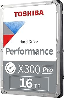 Toshiba X300 PRO 16TB High Workload Performance for Creative Professionals 3.5-Inch Internal Hard Drive – Up to 300 TB/Year Workload Rate CMR SATA 6 GB/s 7200 RPM 512 MB Cache - HDWR51GXZSTB