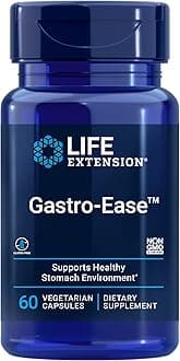 Life Extension Gastro-Ease™, zinc L-carnosine, Pylopass™ Lactobacillus reuteri probiotics, Digestion Supplement, Gut Health, Stomach Comfort, Gluten-Free, Non-GMO, Vegetarian, 60 Capsules
