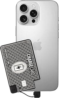 AquaVault ChargeCard – Ultra Slim Emergency Power Bank (2300mAh) – Fits in Wallet – USB-C & Micro-USB – Durable Steel Body – Flight-Safe for iPhone 6-17 & Android - Black (Refurbished)