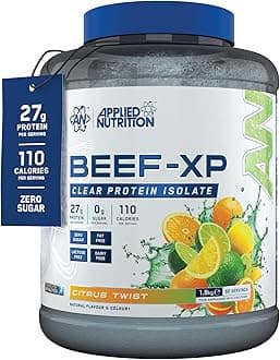 Applied Nutrition Beef XP - Clear Hydrolysed Protein Isolate, Fruit Juice Style, Dairy Free Beef Protein Powder, Lactose Free, Zero Sugar, Low Fat (1.8 Kg, Citrus Twist)