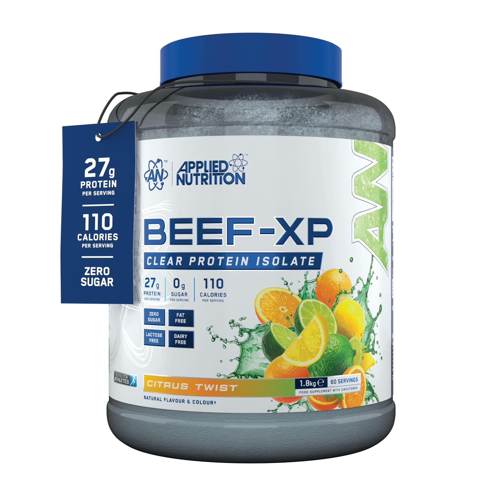Applied Nutrition Beef XP - Clear Hydrolysed Protein Isolate, Fruit Juice Style, Dairy Free Beef Protein Powder, Lactose Free, Zero Sugar, Low Fat (1.8 Kg, Citrus Twist)