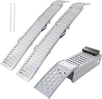 LIEKUMM 2PCS Tri-Fold Motorbike Ramp, 500 kg Capacity Steel Heavy Duty Car Ramps, 200 cm Motorcycle Ramps for Pickup Trucks, ATVs, UTVs, 1600 kg Capacity Car Ramp for Oil Change and Repairs