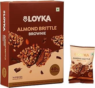 Loyka Almond Brittle Brownie Choco Box -14 pcs | Premium Chocolate Gift Hamper | Choco & Nut Dryfruit Delicacy | Roasted California Almonds (40%), Dark Choco & Crunchy Brownie | Any-time snack