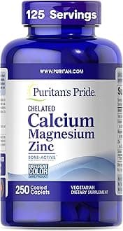 Premium Chelated Calcium Magnesium Zinc with Bone-Active™, Dietary Supplement for Bone Health and Immune Function Support, 250 Coated Caplets
