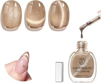 Cat Eye Nail Polish Quick Dry Nude Brown Magnetic Fingernail Polish no Gel Long-lasting Salon-Quality for Women Girl Gift 0.34 fl oz