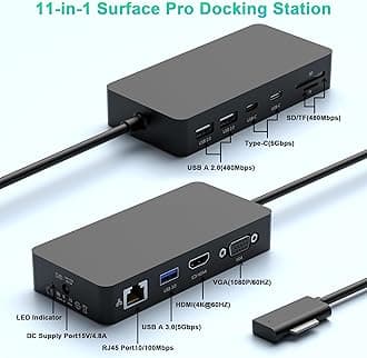 Surface Dock, Microsoft Surface Docking Station, Surface Triple Display (4K HDMI +VGA) Dock, Surface pro Accessories for Surface Pro 9/8/X/7/6/5/4, Surface Book 3/2/1, Surface Laptop go/5/4/3/2/1