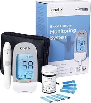 Kinetik Wellbeing Blood Sugar Monitor - Glucometer Kit for Diabetic Home Testing Used by the NHS, Blood Glucose Meter for Precise Sugar Level Monitoring, Supporting Diabetes UK