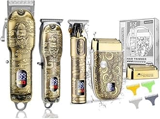 Suttik Professional Hair Clippers for Men Beard Trimmer Set with Case, Cordless Barber Clippers for Hair Cutting Grooming Kit, Rechargeable, LCD Display