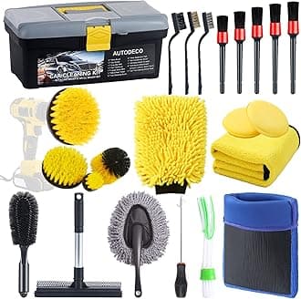 AUTODECO 23Pcs Car Detailing Kit - Clay Mitt for Car Detailing, Car Detailing Brush Set, Drill Brush Set, Car Wash Cleaning Tools Kit for Interior Exterior Wheels