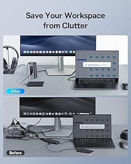 Baseus Docking Station, Dual Display 4K HDMI, 10Gbps USB A/C Data, Gigabit Ethernet, Audio, 10 in 1 USB C Docking Station for Linux/Dell/HP/Lenovo/Asus/Acer