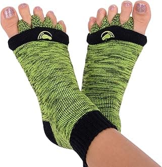 Foot Alignment Socks with Toe Separators by My-Happy Feet | for Men or Women, Green, Large