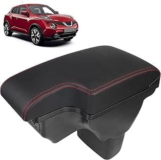 Consoles Armrest Compatible with Nissan Juke 2010-2017 Center Console Box Armrest Box USB Charge Black with Red Stitching