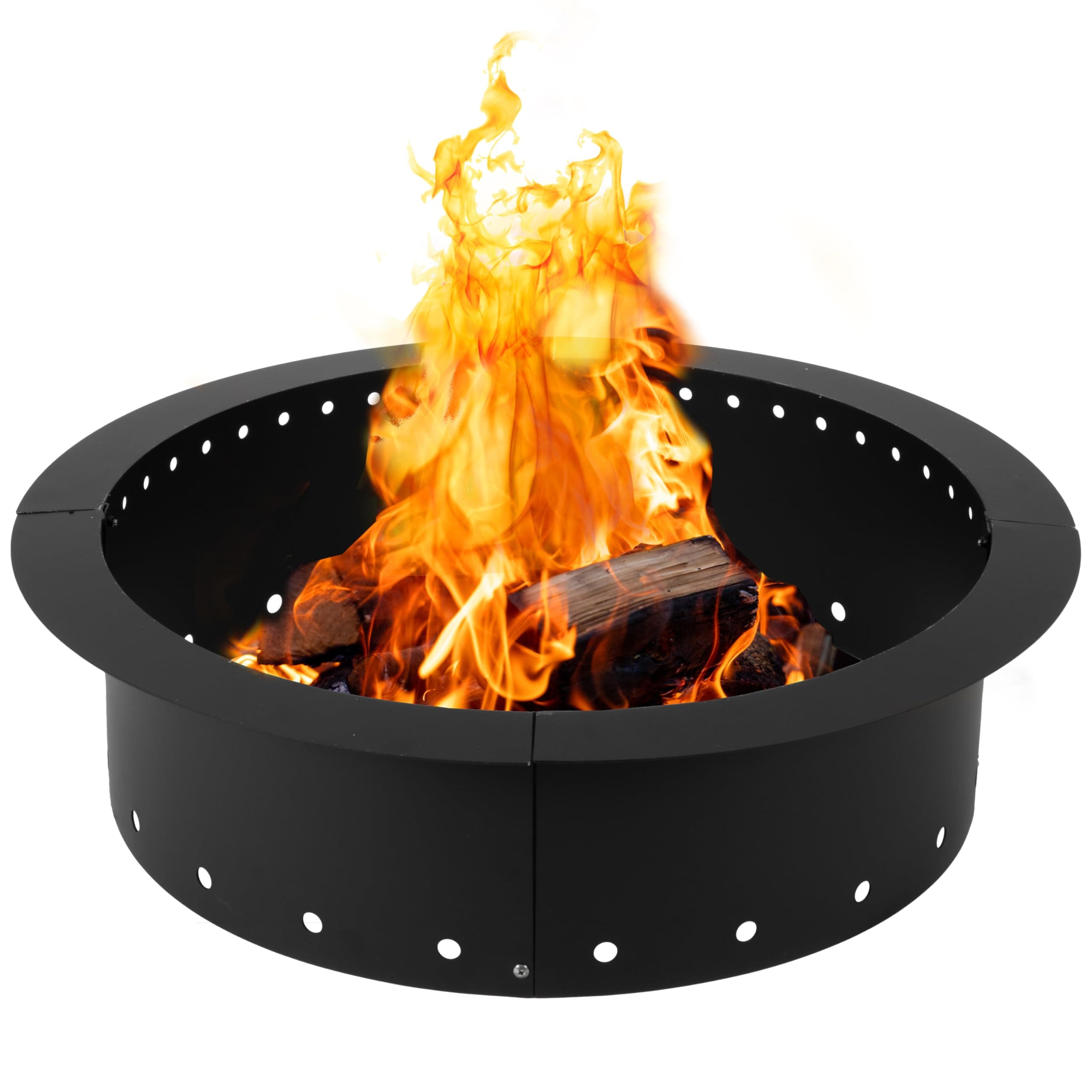 Iron Forge Tools Heavy Duty Metal Smokeless Camping Fire Pit Ring 36 inch Outer/30 inch Round Fire Pit Insert Liner for Outdoor Campfire, Firepits for Outside, Fire Pit Ring (36 x 30 x 10 Inch)