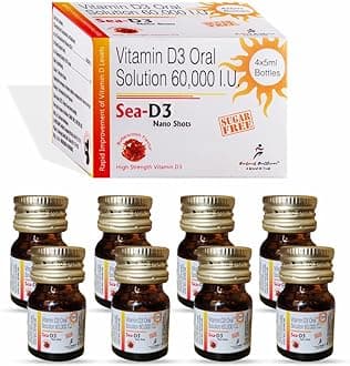 D3 Nano Shots/Vitamin D3 60,000 I.U Sugar Free Oral Solution Drug Catagory (8 Shots of 5ml Each) = Pack of 2 boxes