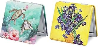 PDOZV Pocket Mirror for Women, 2 Pcs Bulk Square 2.8” PU Style Double Sided M...