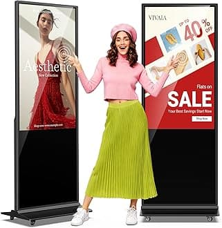 JIYANG 49 Inch Digital Signage Display,Indoor Floor Standing Touchscreen Advertising Display Kiosk Android System,Commercial LCD Totem Support HDMI-in,Store Displays Screens and CMS System(Black)