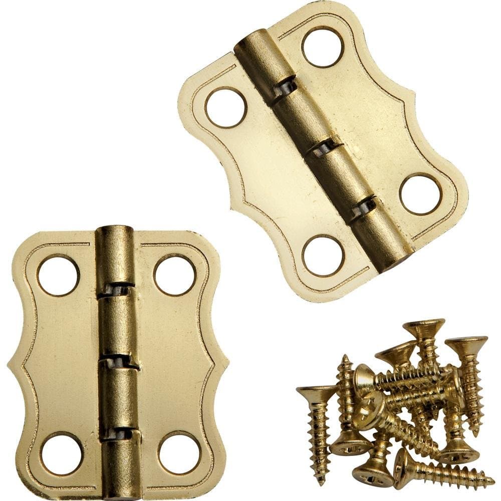 RocklerDecorative 90° Stop Hinges, Brass, Pair