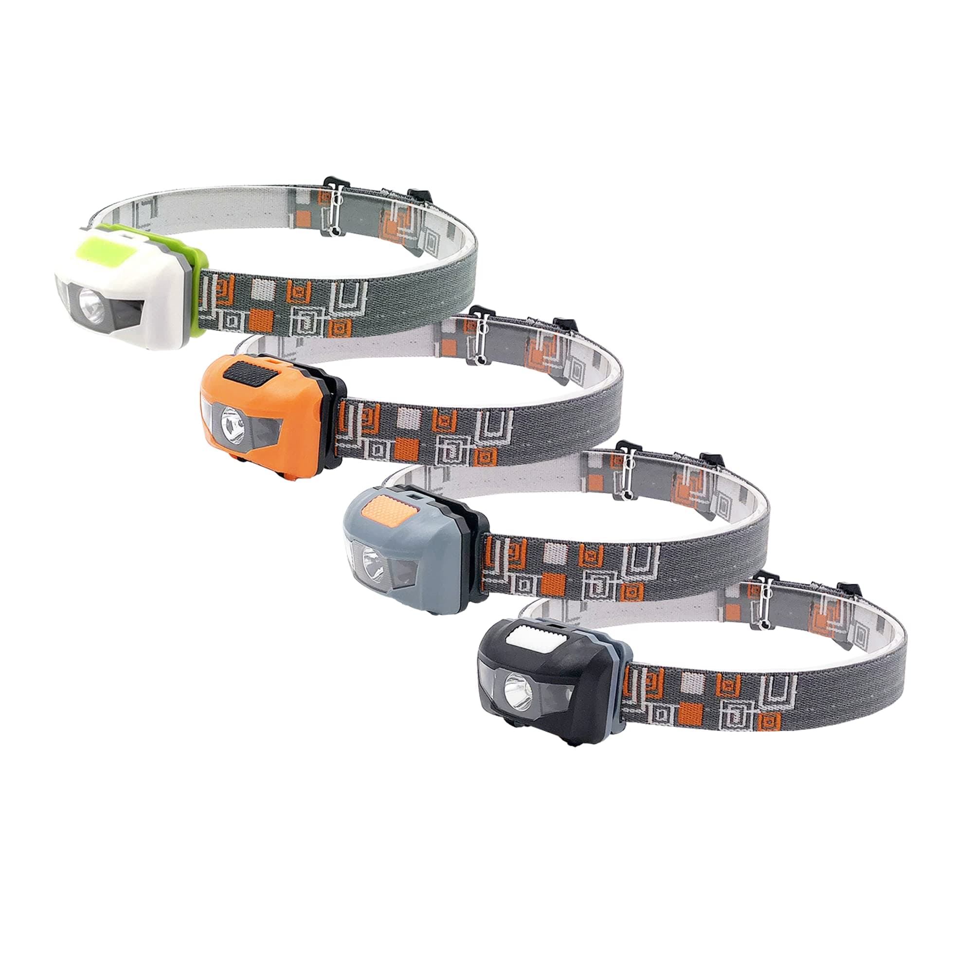 RENUS Head Torch 4 Pack Waterproof White+Red Light Headlamp,4 Brightness Level Choice,160 Lumens,50g Weight,Comfortable Head Headlamp