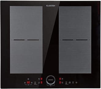 Klarstein Delicatessa 60 Induction Hob - 4 Zones, Flex Zone Technology, Self-Sufficient, Built-in Hob, 60 cm, 7000 Watt, Booster, Pan Detection, Timer, Touch Control, Glass Ceramic, Black