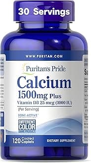 Absorbable Calcium 1500 mg Plus Vitamin D3 25mcg 1000 IU, Dietary Supplement for Bone Strength, Heart, Nerve, Muscle, and Immune Support, 120 Coated Caplets