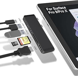 Surface Pro 9 Hub Docking Station Multi port 6-in-2 with Thunerbolt4 USBC 4K Display 40Gbps Data PD Charging | HDMI | USB3.0 | microSD TF SD Card Reader for Microsoft Surface Pro X|9